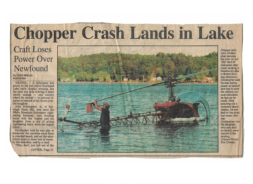 Newspaper Clipping #1 - Chopper Crash Lands in Lake
